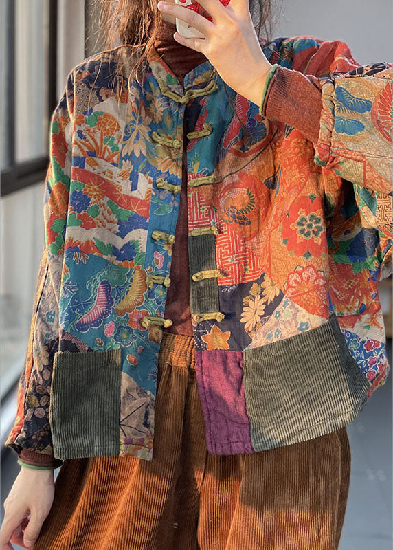 Vintage Roter Taschen Knopf Druck Herbst Langarm Mantel