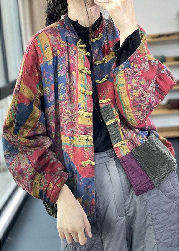 Vintage Roter Taschen Knopf Druck Herbst Langarm Mantel