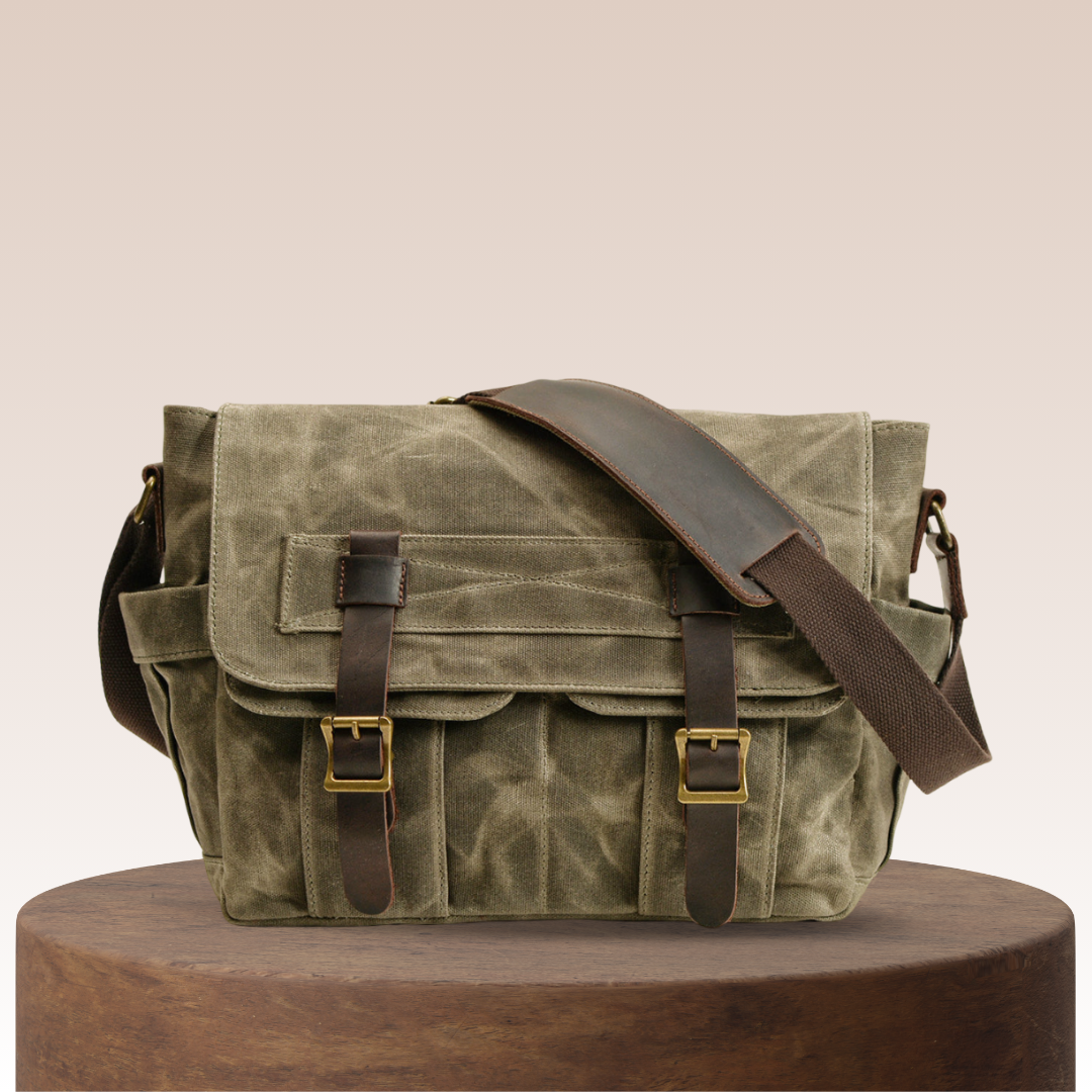 Lester | Retro Texturierte Canvas-Leder Schultertasche