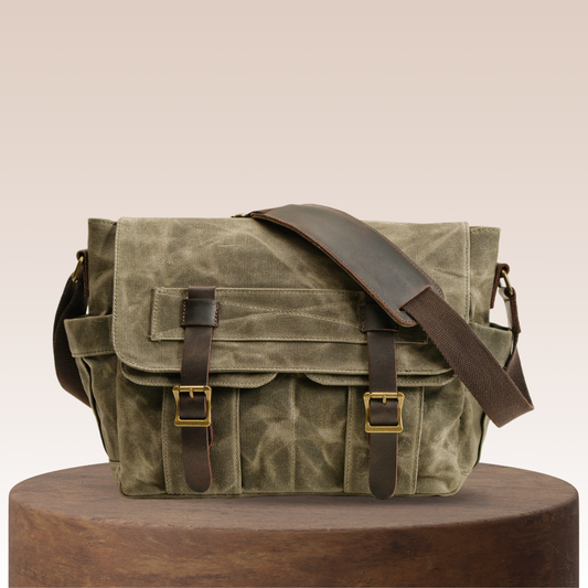Lester | Retro Texturierte Canvas-Leder Schultertasche