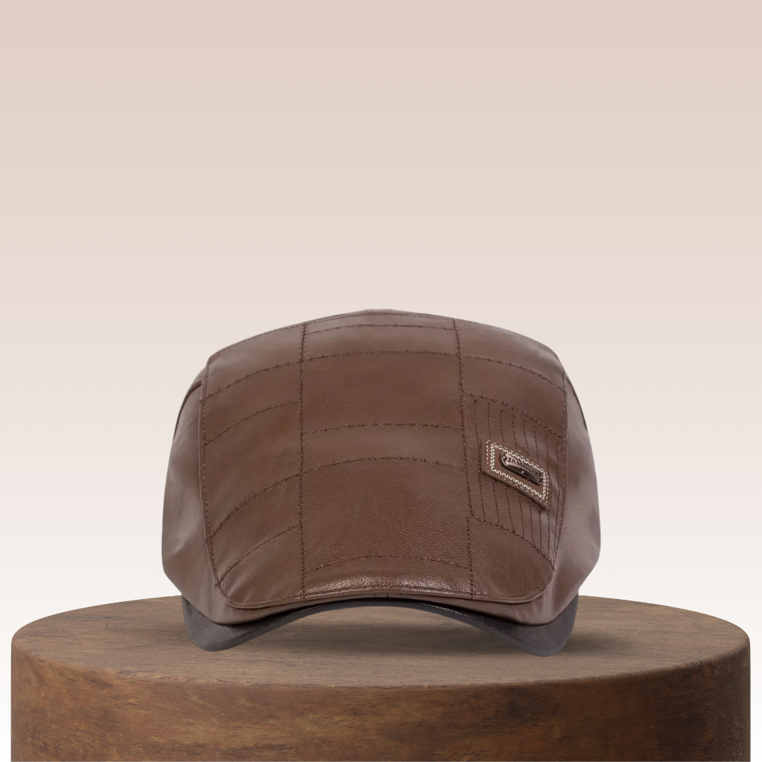 Brendon | Klassische Leder Newsboy Cap für Herren