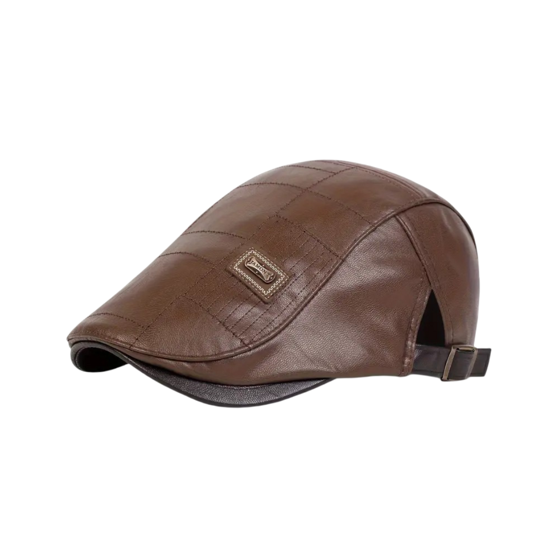 Brendon | Klassische Leder Newsboy Cap für Herren