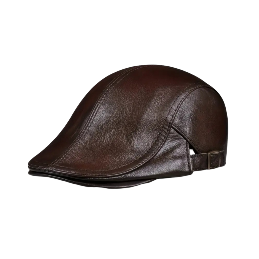 Hanz | Echtes Leder Verstellbare Newsboy-Cap