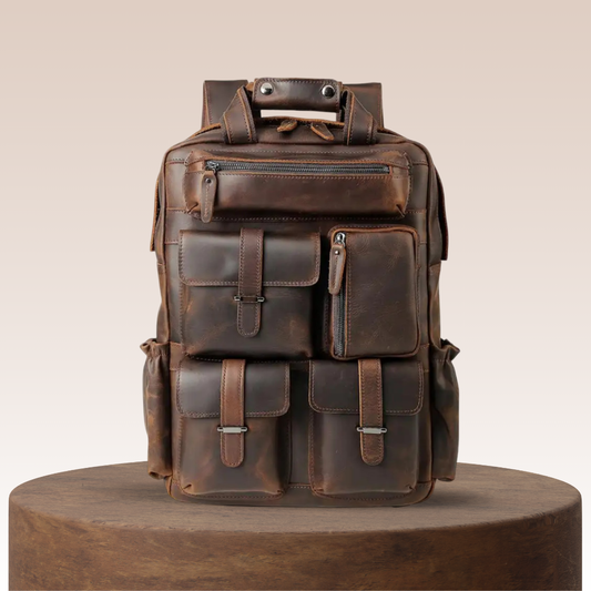 Ruben - Mehrfach-Taschen Leder Rucksack