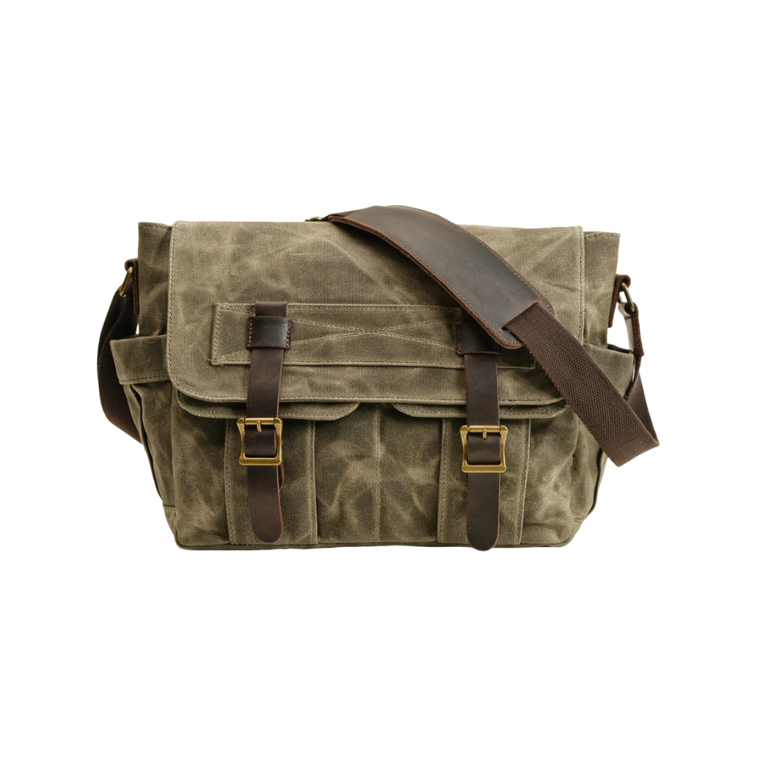 Lester | Retro Texturierte Canvas-Leder Schultertasche