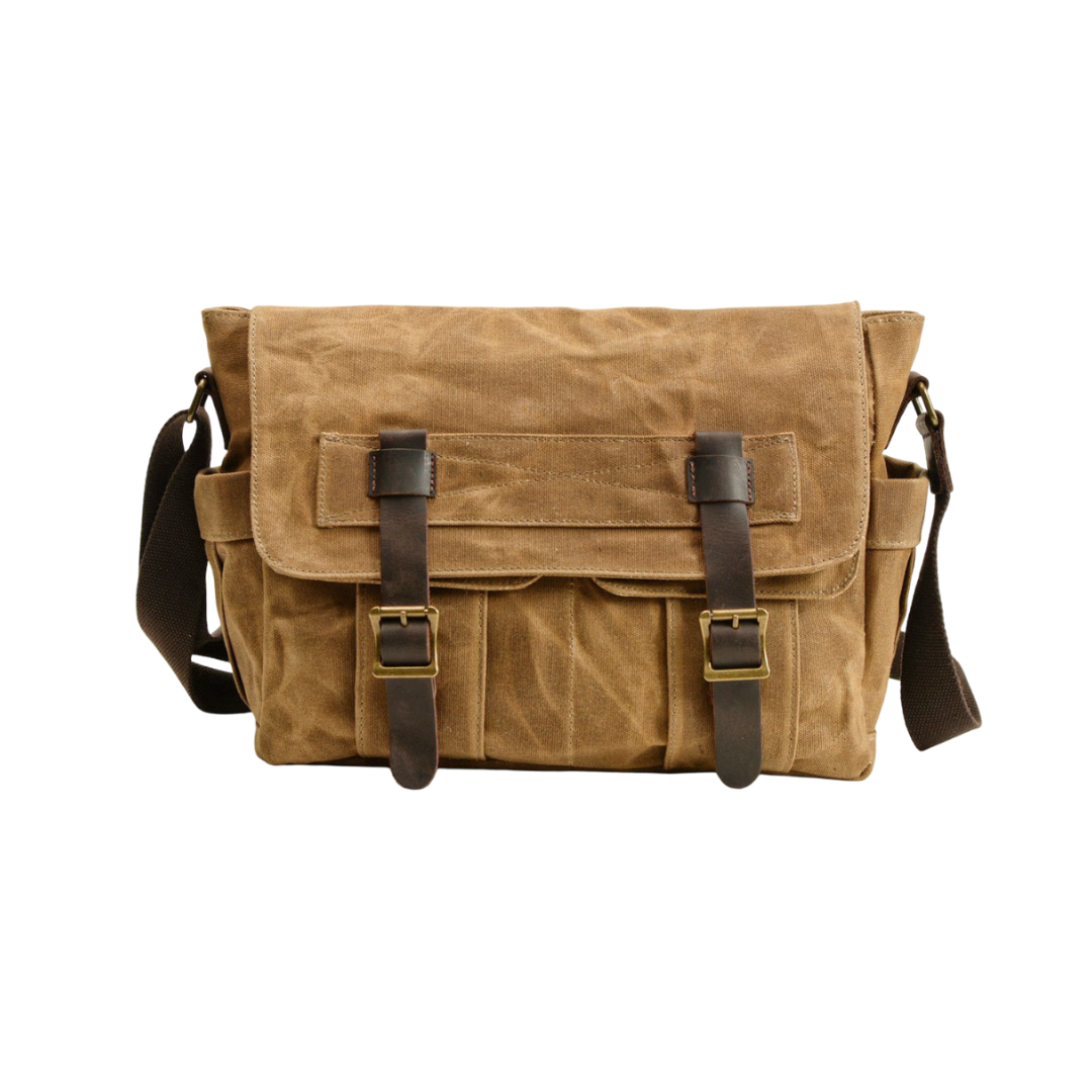 Lester | Retro Texturierte Canvas-Leder Schultertasche