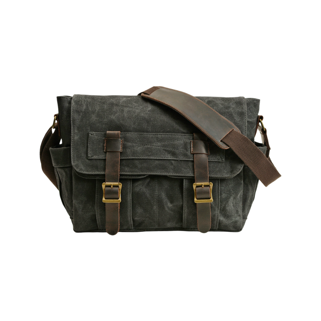 Lester | Retro Texturierte Canvas-Leder Schultertasche