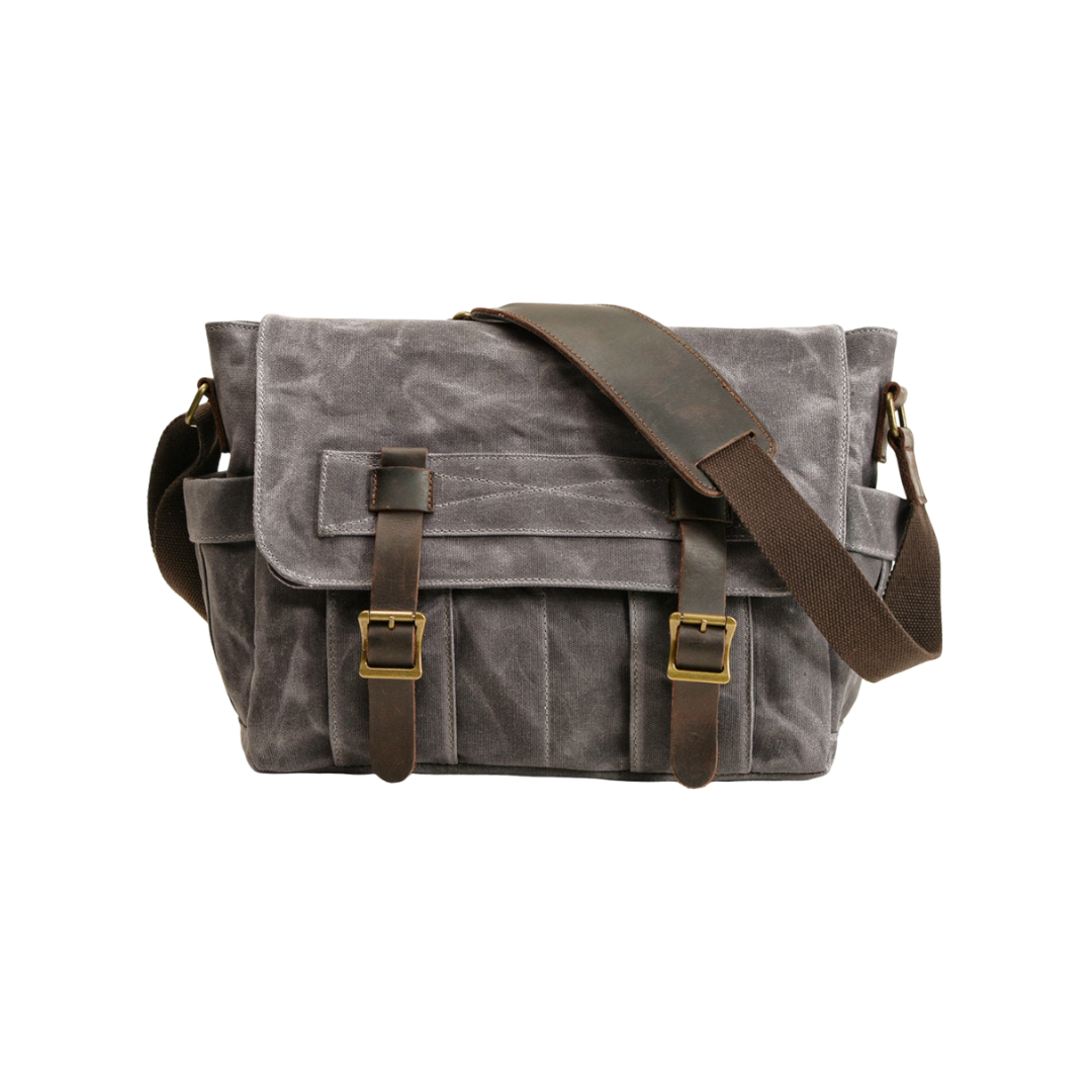 Lester | Retro Texturierte Canvas-Leder Schultertasche