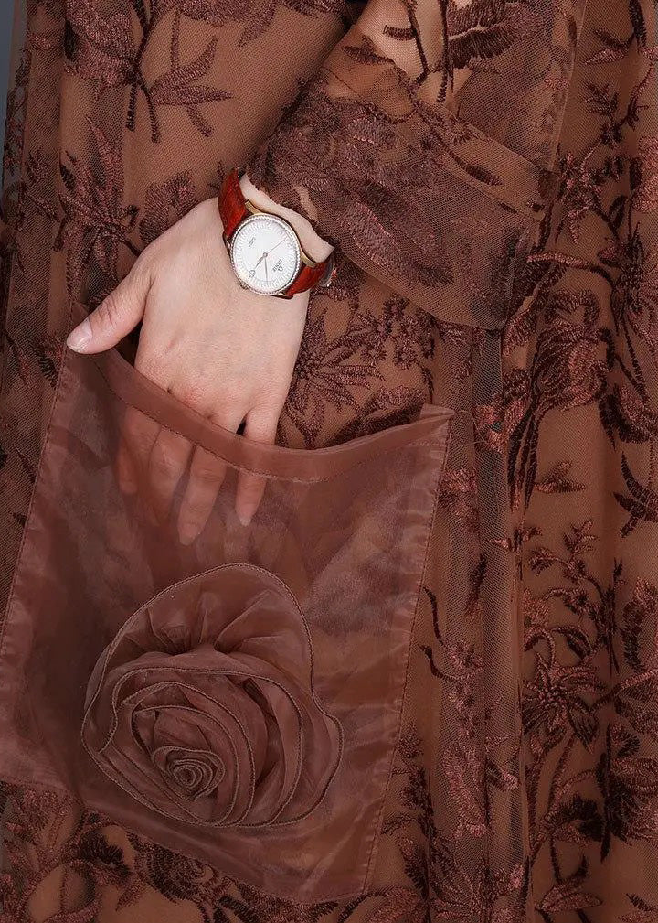 Italienisches schwarzes Jacquard-Langspitzenkleid lässiges Frühlings-Maxi-Kleid