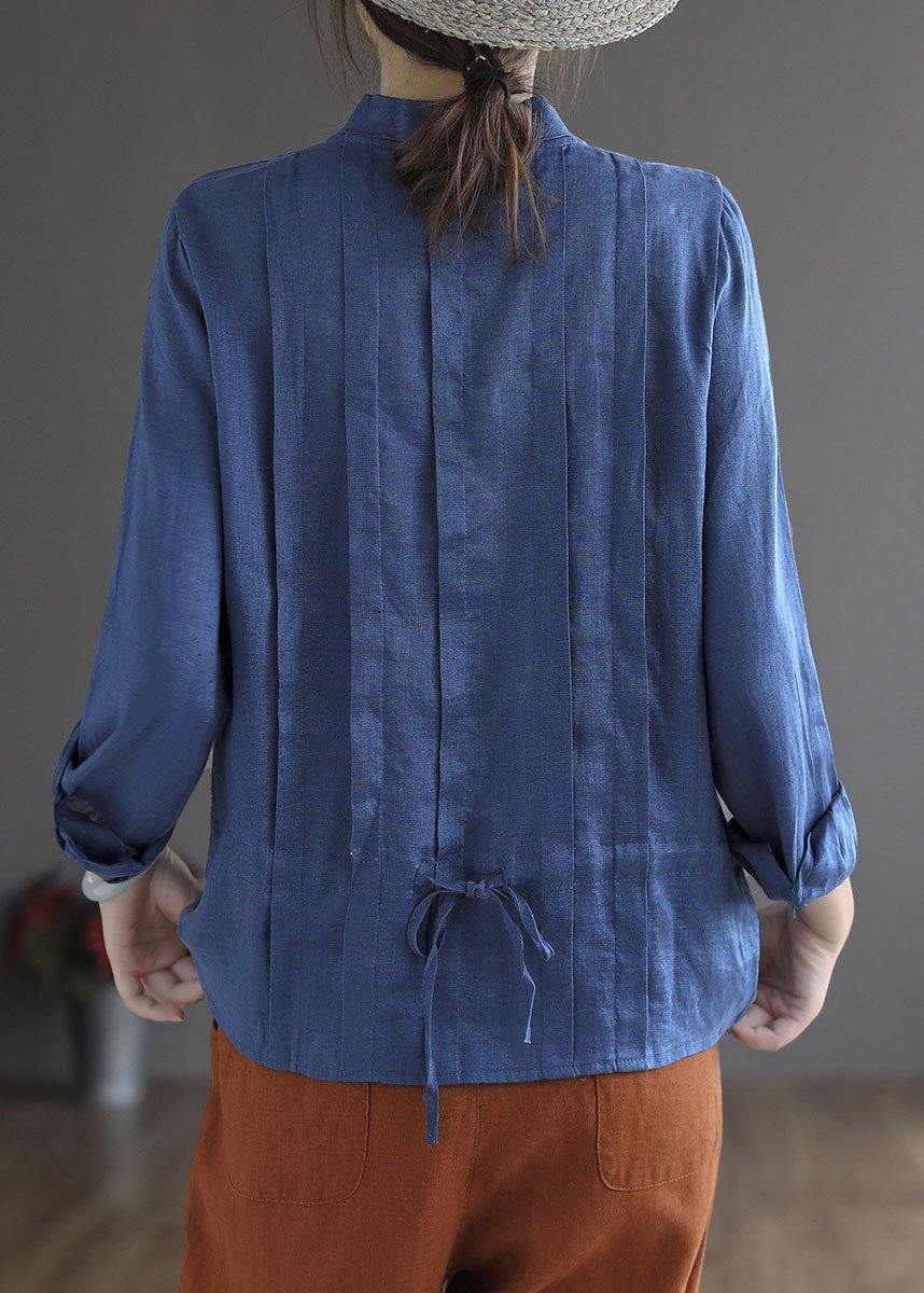 Damen Gelb Elegantes Knopf Herbstoberteil Langarm Leinen