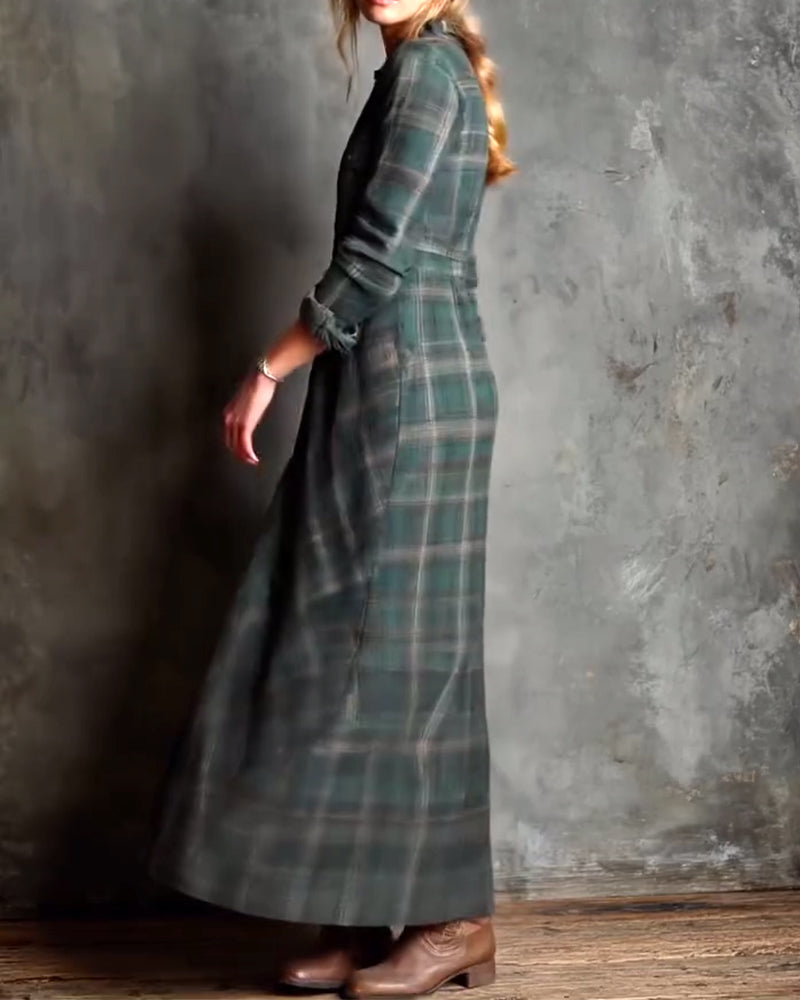 Trendige Umlegekragen-Kleid mit Schottenmuster