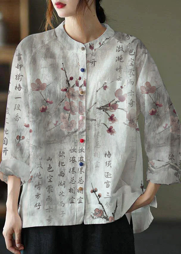 Moderne Weiße Lockere Patchwork Taschen Herbst Langarm Bluse Top