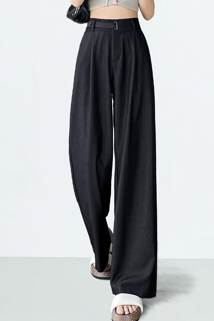 Hoch taillierte, lockere, weiche Denim-Hosen mit weitem Bein