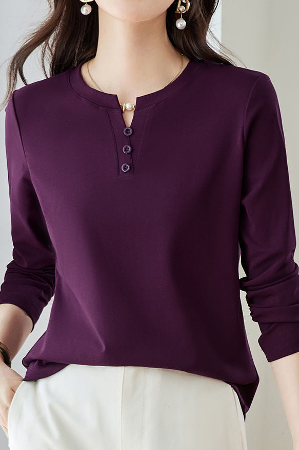 Lässiges vielseitiges Langarm-T-Shirt mit regulären Schultern