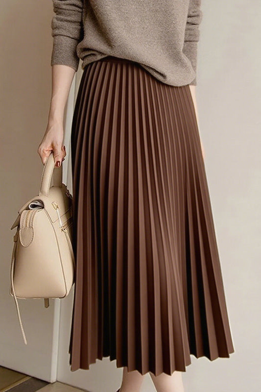 Frühherbstlicher wollener plissierter Midirock