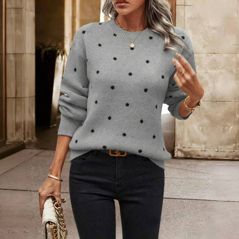 Lässiger Polka Dot Strickpullover