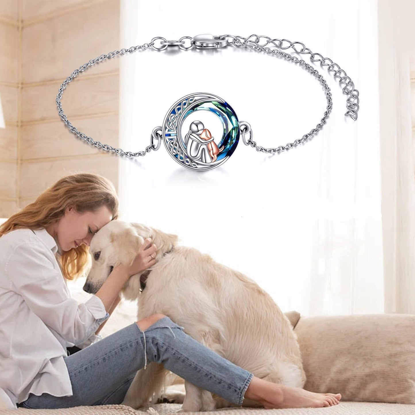 Verstellbares Charm-Armband für Hunde aus Sterlingsilber
