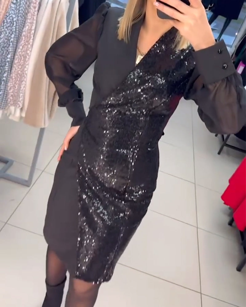 Mode Temperament Kleid Pailletten