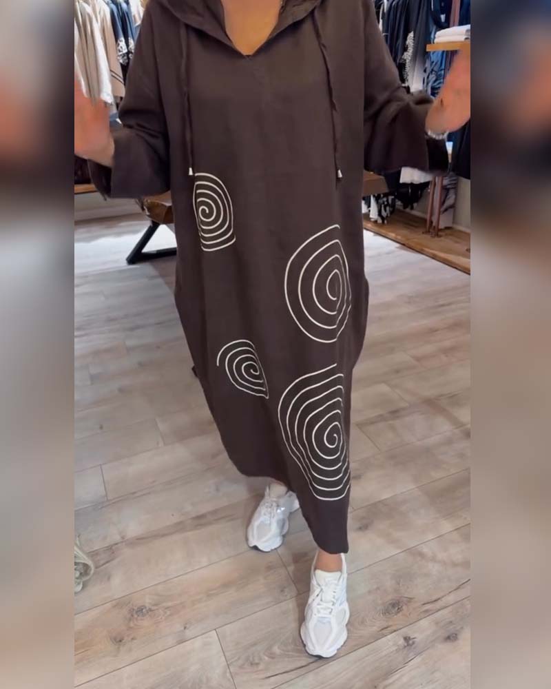 Langärmliges Kapuzenkleid Groß