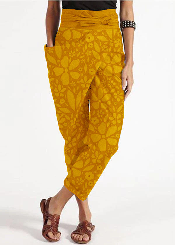 Handgemachte graue asymmetrische Design High Waist Baumwolle Harem Sommerhose