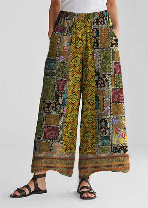 Baumwoll-Leinen lockere weite Bein lässige Hose