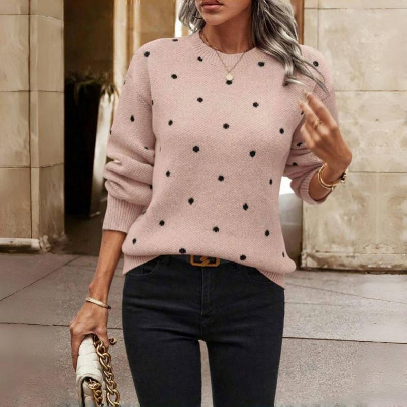 Lässiger Polka Dot Strickpullover