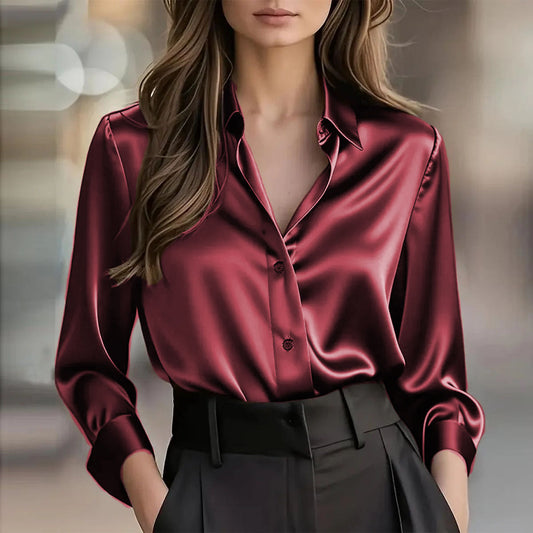 Soho Luxe Satin Hemdbluse für Damen