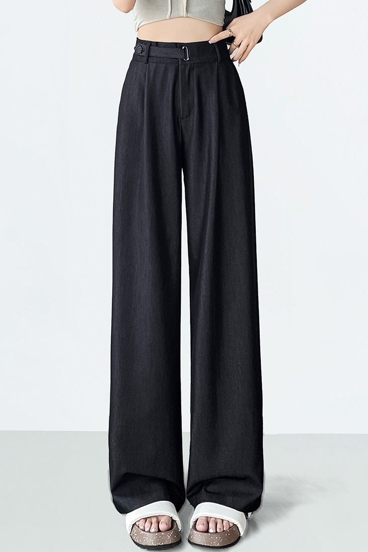 Hoch taillierte, lockere, weiche Denim-Hosen mit weitem Bein