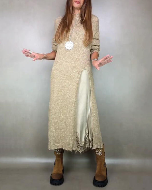 Zweiteiliges Ensemble Mit Strickkleid Und Spitzen-Cami-Kleid