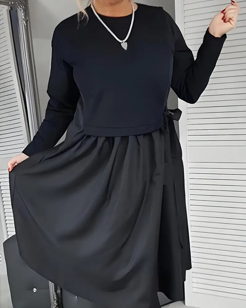 Strickkleid Patchwork Seitenschleife