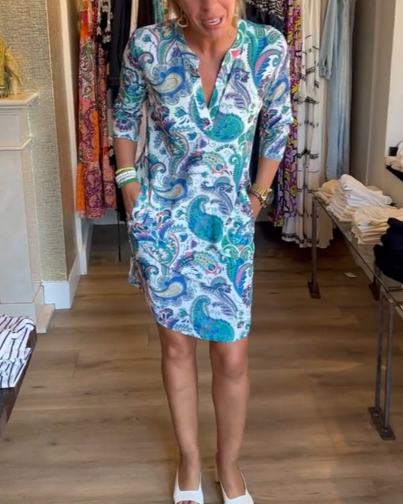 3/4-Ärmel Kleid mit Taschen