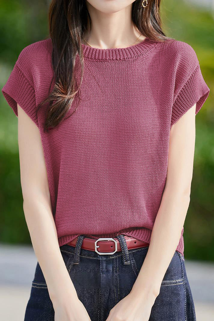 Lässiges Strickoberteil mit schwingenden Ärmeln