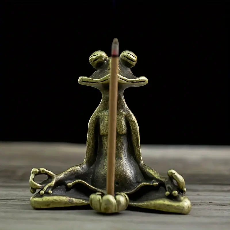 Medito – Eleganter Metall Frosch Räucherstäbchen Halter