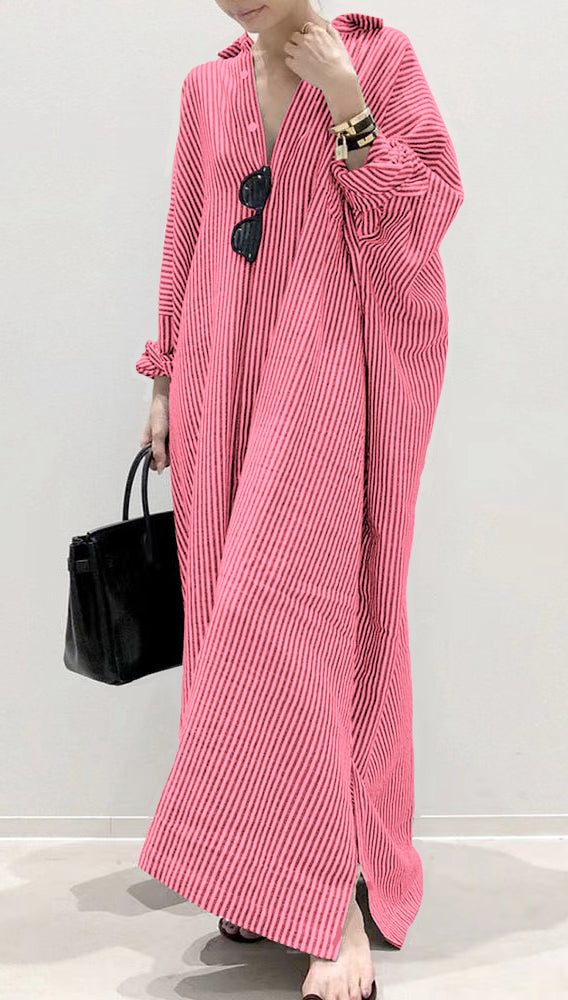 Boutique Schwarzes Peter Pan Kragen Gestreiftes Hemd Kleid Frühling