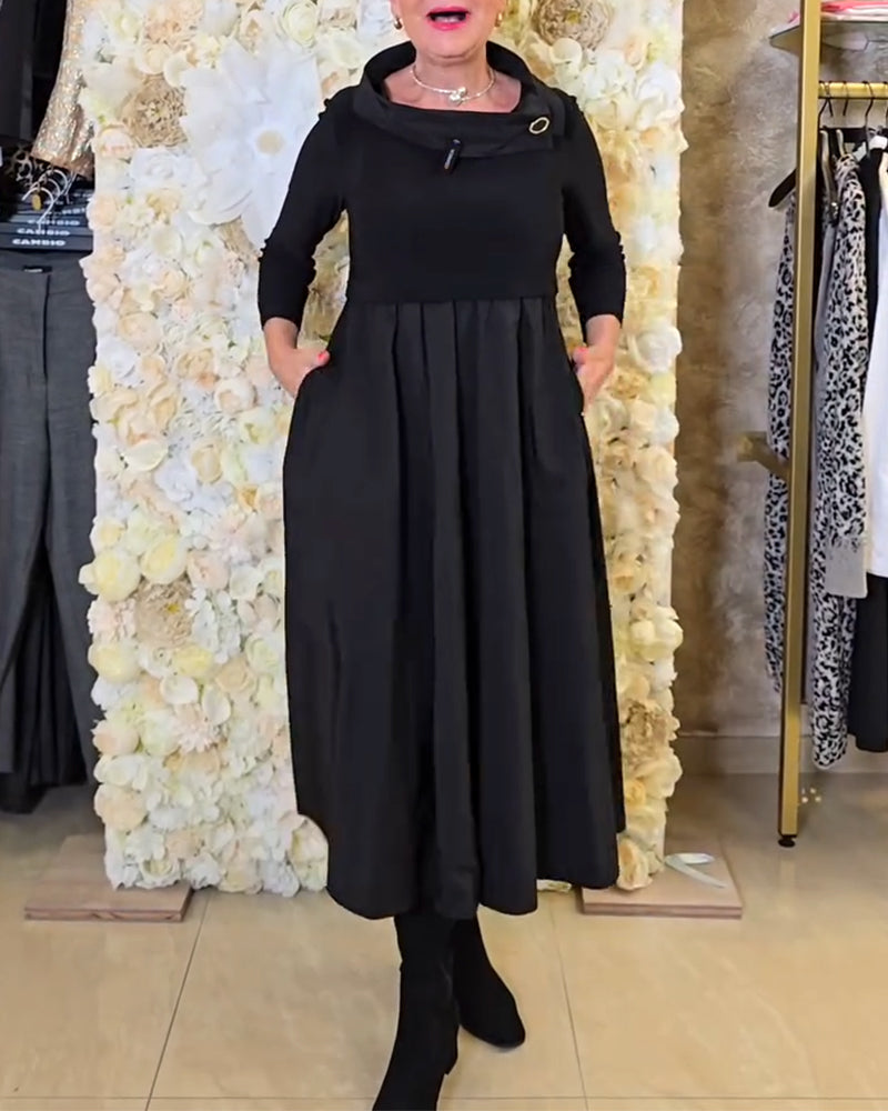 Trendige Uni A-Linien Kleid