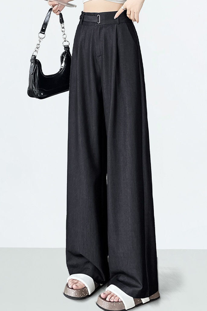 Hoch taillierte, lockere, weiche Denim-Hosen mit weitem Bein