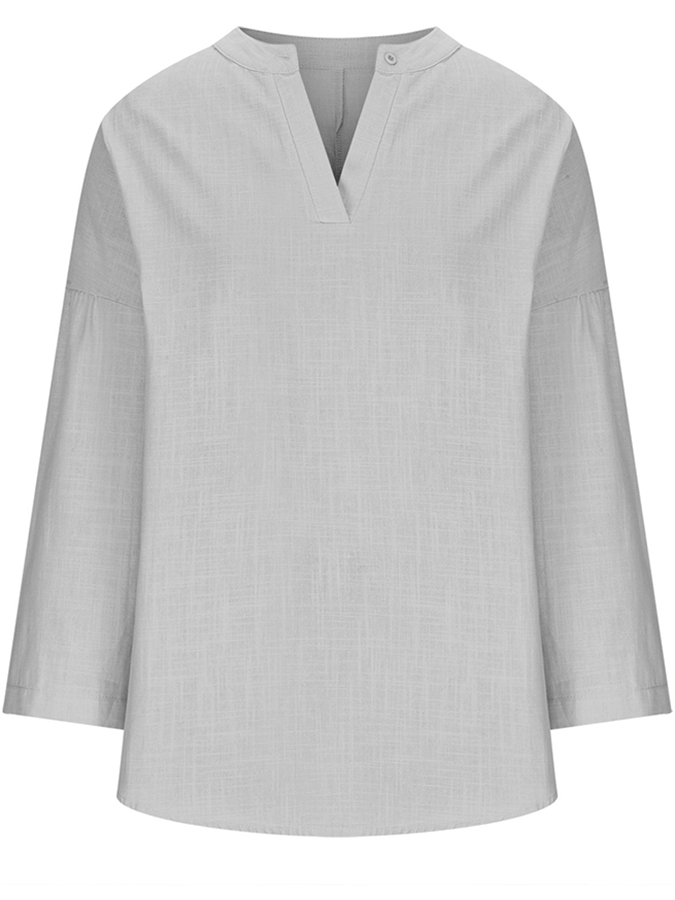 Damen Baumwolle Langarm Rundhals Einfarbig Lockeres Strandshirt