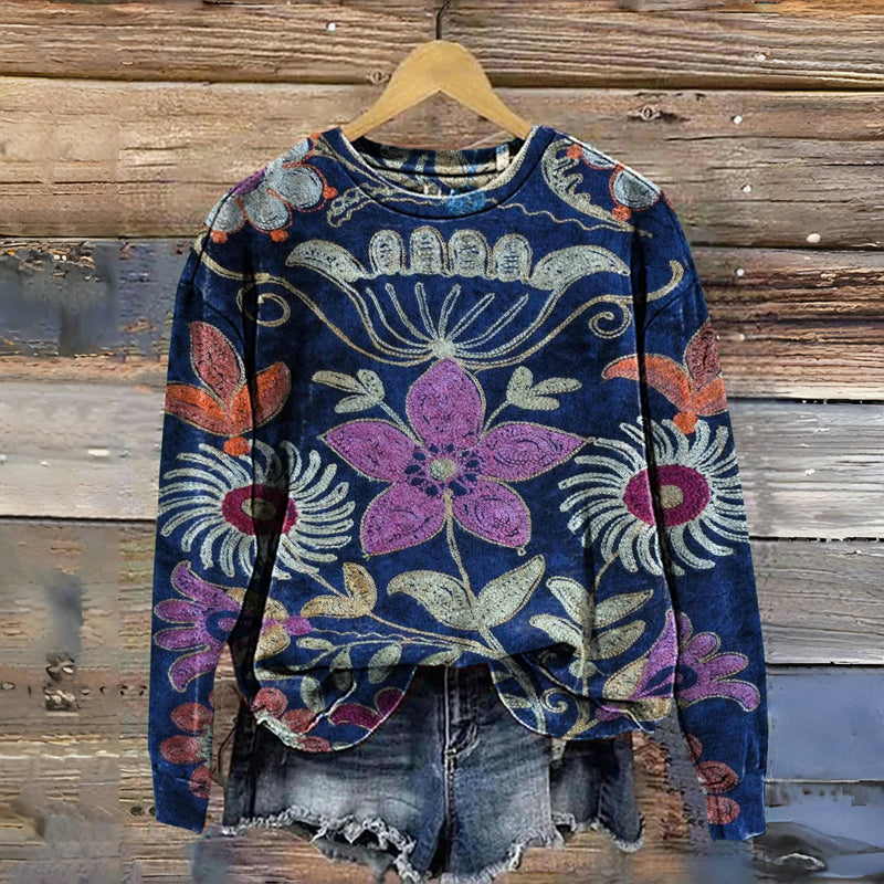 Vintage Floral Print Sweatshirt