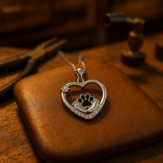Halskette mit Hundepfotenabdruck und Zirkonia von Little Feet