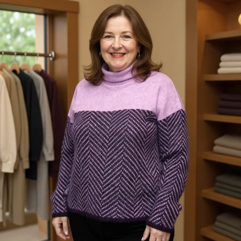 Der Lila Pullover — Gemütliches Chevron