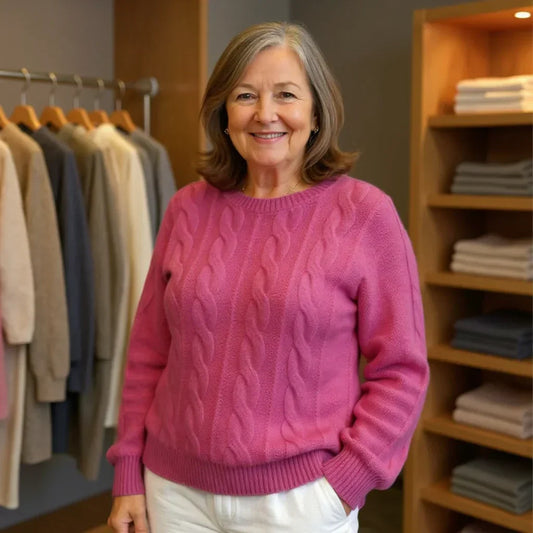 Der Rosenpullover — Butterweiche Zopfmuster