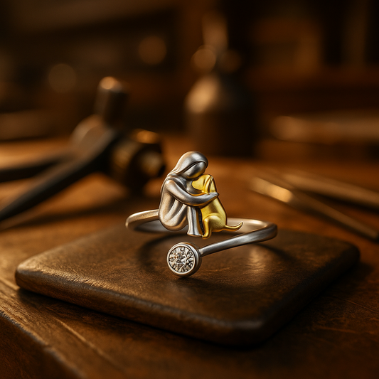 925 Sterling Silber Hundering mit Zirkonia – Verstellbar & Handgefertigt