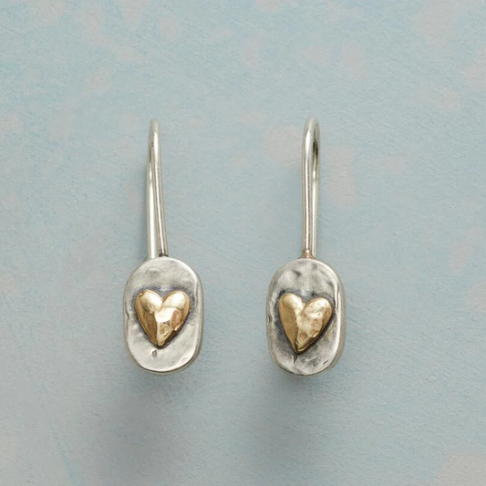 Vintage Silber Goldene Herz Ohrringe