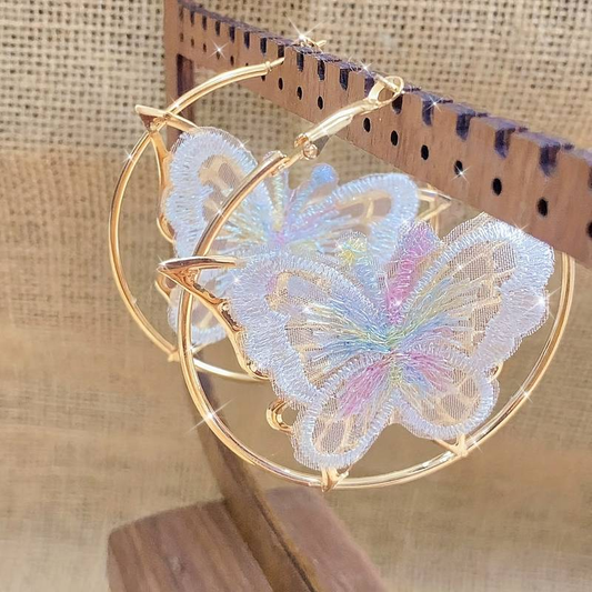 Vintage Weiße Schmetterling Creolen