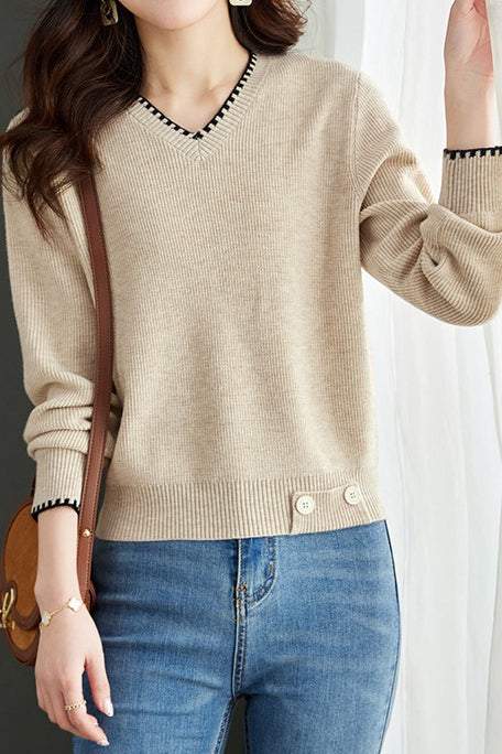 V-Ausschnitt Strickpullover