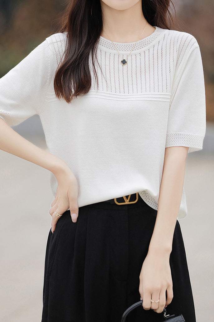 Rundhals-Ausschnitt Stricktop - 5 Farben verfügbar