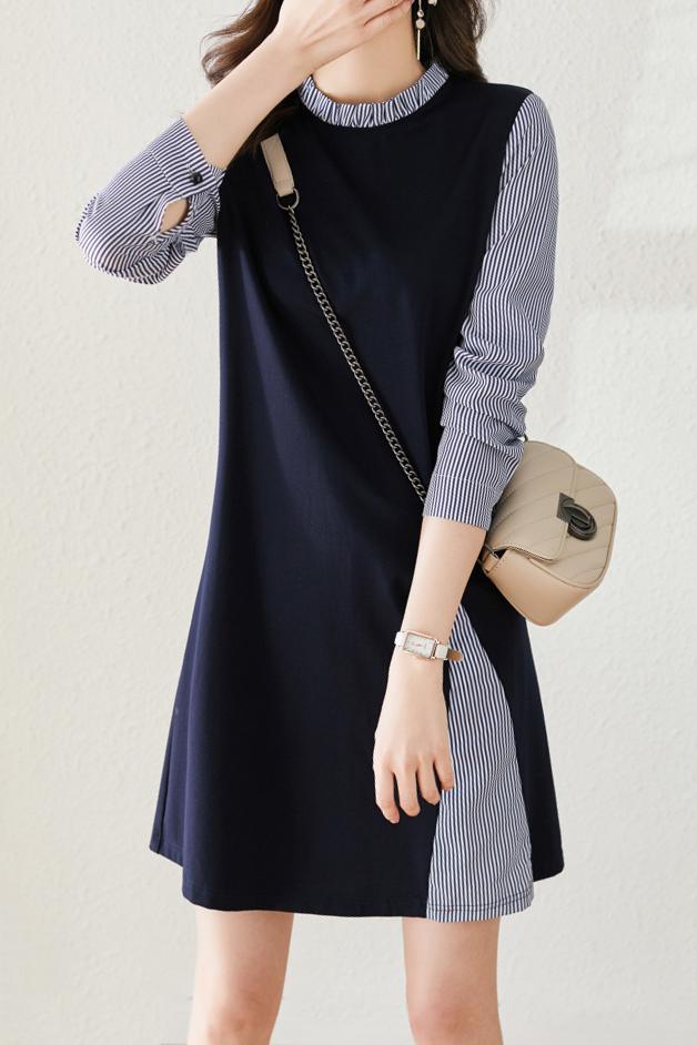 Schichtlook Schlitzdesign Streifenkleid