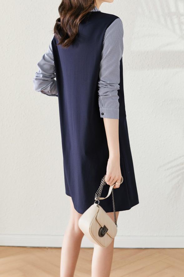 Schichtlook Schlitzdesign Streifenkleid