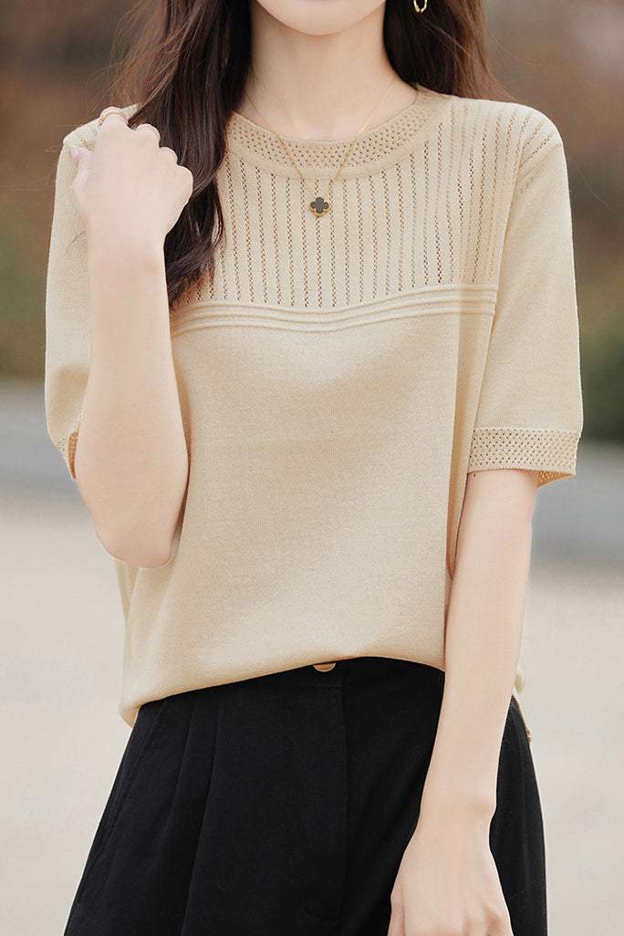 Rundhals-Ausschnitt Stricktop - 5 Farben verfügbar