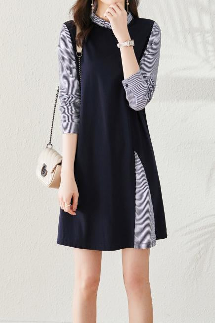 Schichtlook Schlitzdesign Streifenkleid